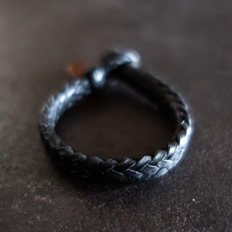Wide Flat Weaved Leather Bracelet - 1