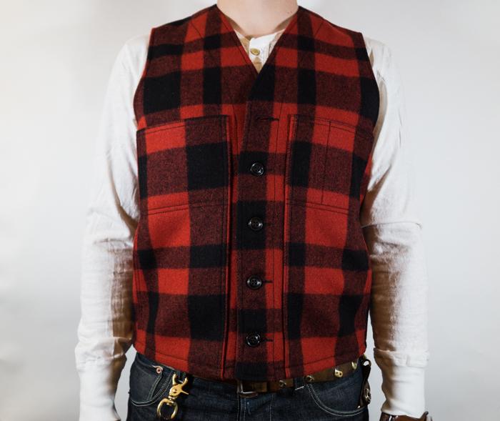 Mackinaw Wool Vest Plaid Red/Black Men