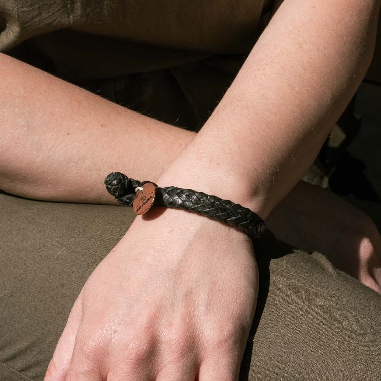 Wide Flat Weaved Leather Bracelet - 0