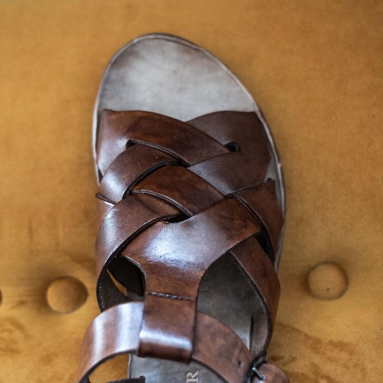 Leather Sandals Cross Women - 1