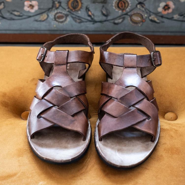 Leather Sandals Cross Women - 0