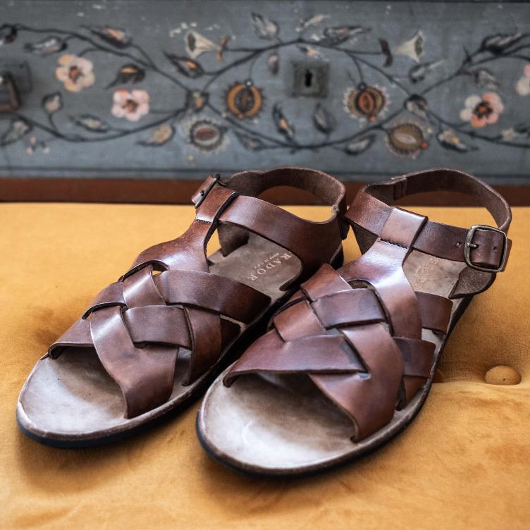 Leather Sandals Cross Women
