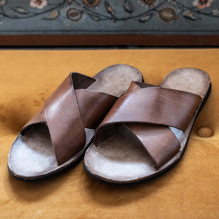 Leather Slipper Cross Wmn