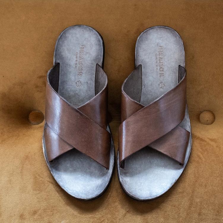 Leather Slipper Cross Wmn - 1