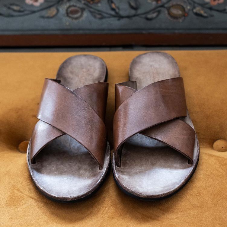 Leather Slipper Cross Wmn - 0