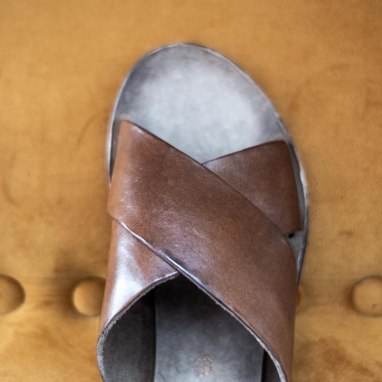 Leather Slipper Cross Wmn - 3