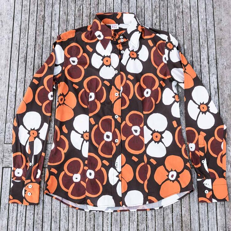 L/S Shirt Co/Ea 70`s Flower Print Women
