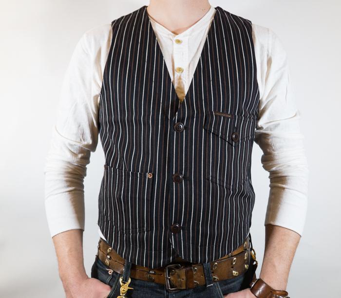 Harrison Vest Trickery Stripe Brown/White Men