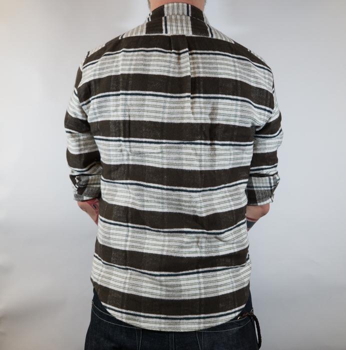 Twill Flannel L/S Shirt Moss Stripe Men - 0