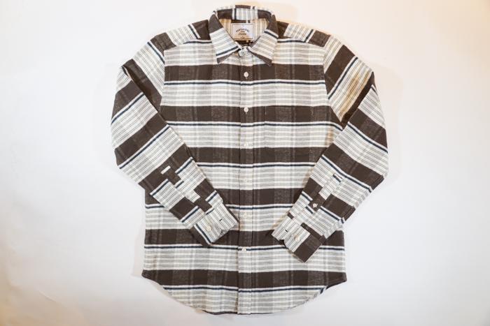 Twill Flannel L/S Shirt Moss Stripe Men - 1