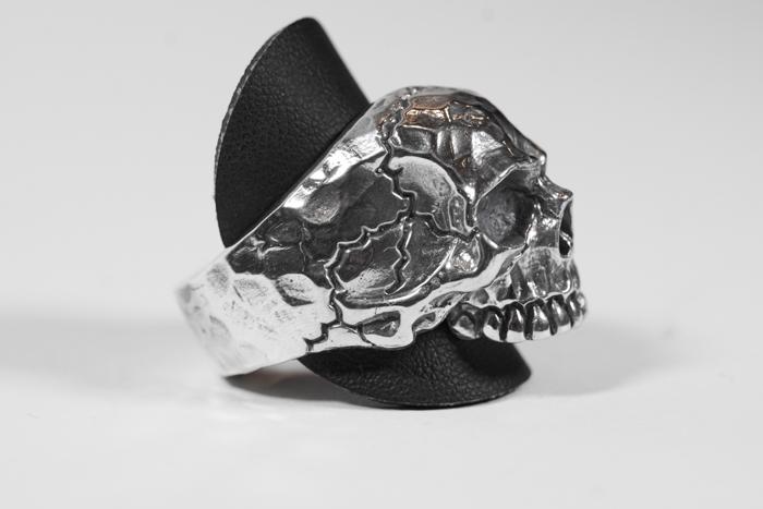 Ring Skull Hammered